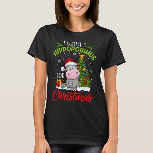 Ich Wollte einen Hippopotamus für Weihnachten Weih T-Shirt (Vorderseite)