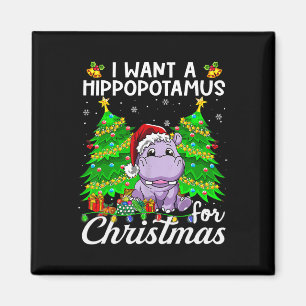 Ich Wollte einen Hippopotamus für Weihnachtsbeleuc Magnet