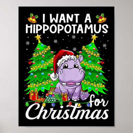 Ich Wollte einen Hippopotamus für Weihnachtsbeleuc Poster (Vorne)