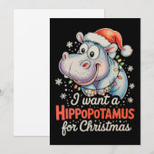 Ich Wollte einen Hippopotamus für Weihnachtsfeiert Feiertagskarte (Vorne/Hinten)
