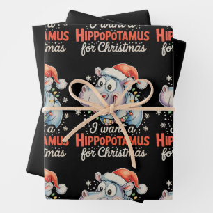 Ich Wollte einen Hippopotamus für Weihnachtsfeiert Geschenkpapier Set