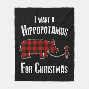 Ich Wollte einen Hippopotamus für Weihnachtsrot Ka Fleecedecke