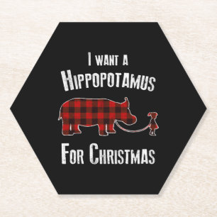 Ich Wollte einen Hippopotamus für Weihnachtsrot Ka Untersetzer