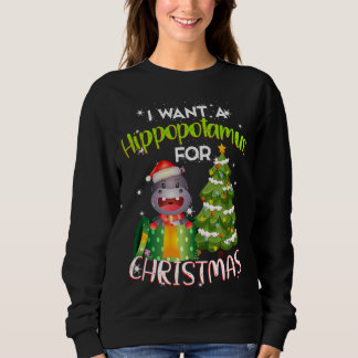 Ich wollte einen Hippopotamus Weihnachtshippo Sweatshirt