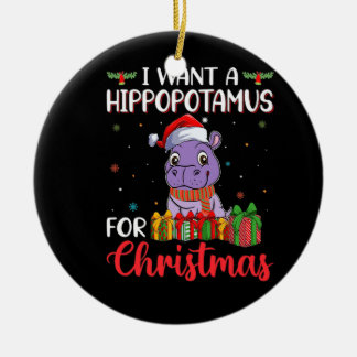 Ich wollte einen Hippopotamus zu Weihnachten Keramik Ornament