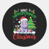 Ich Wollte einen Hiptamus für Weihnachten Weihnach Runder Aufkleber (Vorderseite)