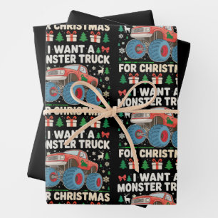 Ich Wollte einen Monster Truck für Weihnachten Ugl Geschenkpapier Set