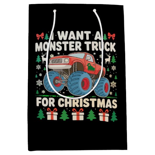 Ich Wollte einen Monster Truck für Weihnachten Ugl Mittlere Geschenktüte (Vorderseite)