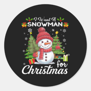 Ich Wollte einen Schneemann für Weihnachten Niedli Runder Aufkleber