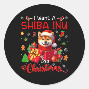 Ich Wollte einen Shiba Inu für Weihnachtsbesitzer Runder Aufkleber