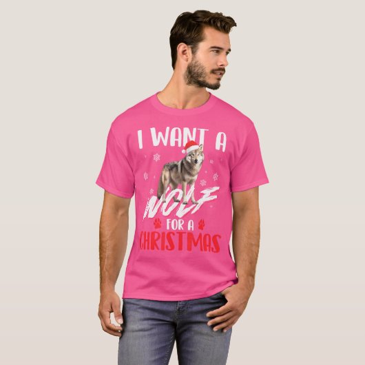 Ich Wollte einen Wolf für einen Weihnachtswolf übe T-Shirt (Vorne ganz)