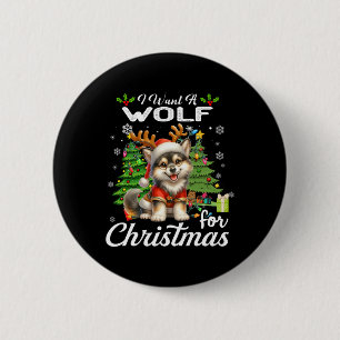 Ich Wollte einen Wolf für Weihnachten Niedliche Ge Button