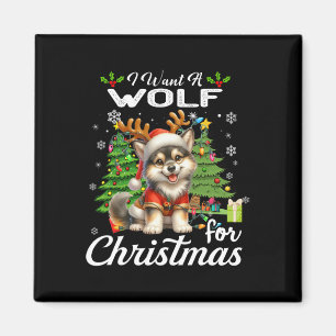 Ich Wollte einen Wolf für Weihnachten Niedliche Ge Magnet