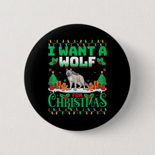 Ich Wollte einen Wolf für Weihnachten Weihnachten  Button