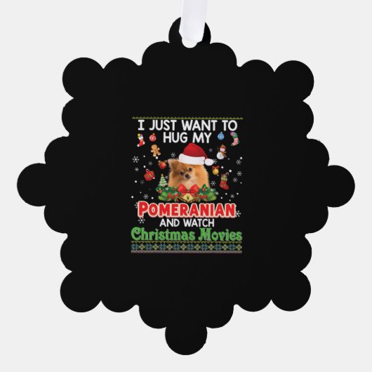 Ich Wollte einfach, meinen Spitz zu umarmen und Ch Ornament Karte (Vorderseite)