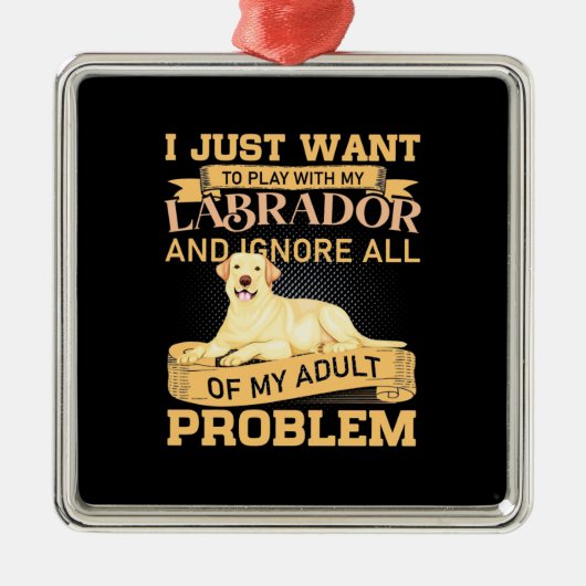 Ich Wollte einfach mit meinem Labrador zu spielen Ornament Aus Metall (Vorne)
