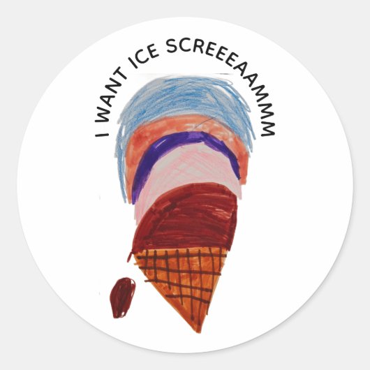 Ich wollte Eiscreme Runder Aufkleber (Vorderseite)