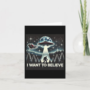 Ich Wollte, Funny Ufo Bigfoot Santa Christma zu gl Karte