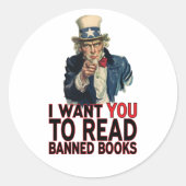 ICH WOLLTE IHNEN, BANNED BOKS ZU LESEN RUNDER AUFKLEBER (Vorderseite)