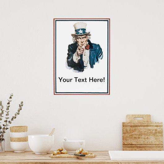 Ich Wollte Ihnen, Onkel Sam Ihren Text anpassen Poster (Küche)