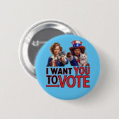 ICH WOLLTE IHNEN ZUR ABSTIMMUNG (Cat Ladys) Button (Vorne & Hinten)