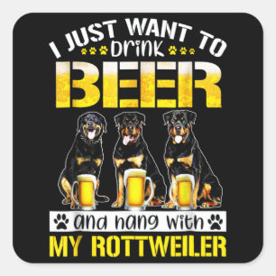 Ich wollte nur, Bier zu trinken und mit meinem Hun Quadratischer Aufkleber