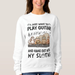 Ich Wollte nur, Gitarrenspiel Shirt Niedlich Sloth