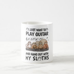 Ich Wollte nur, Gitarrenspiel Shirt Niedlich Sloth Kaffeetasse