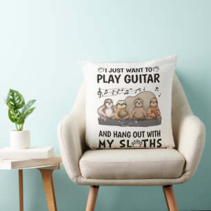 Ich Wollte nur, Gitarrenspiel Shirt Niedlich Sloth Kissen