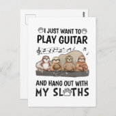 Ich Wollte nur, Gitarrenspiel Shirt Niedlich Sloth Postkarte (Vorne/Hinten)