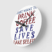 Ich wollte nur, Kaffee zu trinken Rette Leben Runde Wanduhr (Winkel)