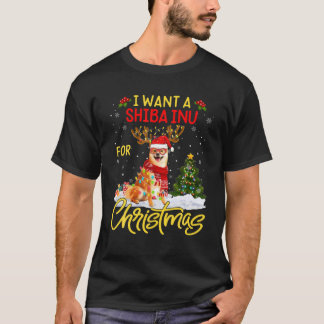 Ich Wollte Shiba Inu Dog Weihnachtsbeleuchtung San T-Shirt