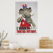 Ich Wollte Sie - Red Vote richtig denken Poster (Küche)