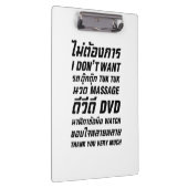 Ich Wollte TUK TUK MASSAGE DVD WATCH Vielen Dank Klemmbrett (Rechts)