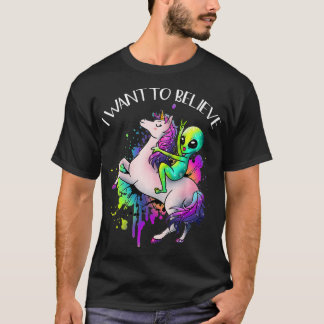 Ich Wollte, Unicorn Alien Horn Etraterrestri zu gl T-Shirt