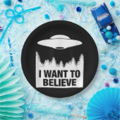 ICH WOLLTE ZU GLAUBEN - Alien Raumschiff UFO Pappteller (Party)