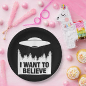 ICH WOLLTE ZU GLAUBEN - Alien Raumschiff UFO Pappteller (Party)