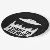 ICH WOLLTE ZU GLAUBEN - Alien Raumschiff UFO Pappteller (Schrägansicht)