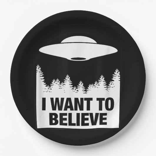 ICH WOLLTE ZU GLAUBEN - Alien Raumschiff UFO Pappteller (Vorderseite)
