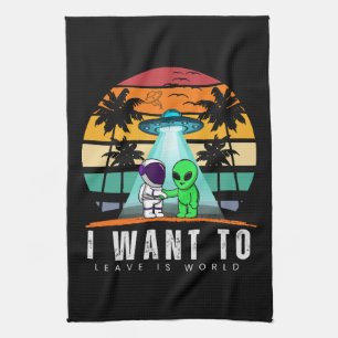 Ich Wollte Zu Verlass ist Alien Vintag Sunset Geschirrtuch