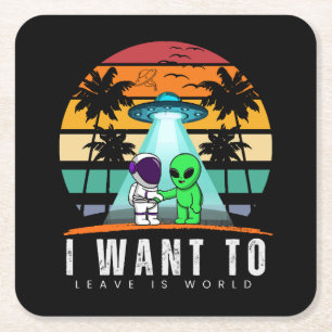 Ich Wollte Zu Verlass ist Alien Vintag Sunset Rechteckiger Pappuntersetzer