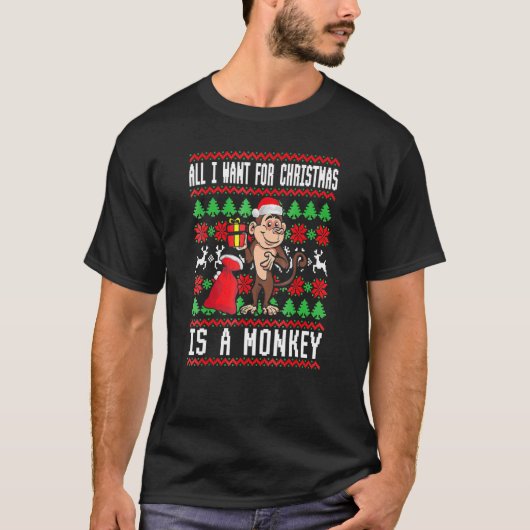 Ich Wollte zu Weihnachten ist ein Affenjunge Ugly T-Shirt (Vorderseite)