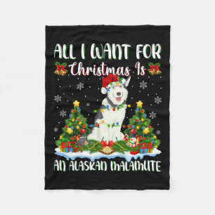 Ich Wollte zu Weihnachten ist ein Alaskan Malamute Fleecedecke