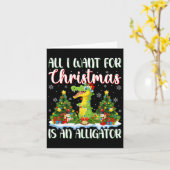 Ich Wollte zu Weihnachten ist ein Alligator Xmas T Karte (Gelbe Blume)