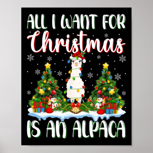 Ich Wollte zu Weihnachten ist ein Alpaca Weihnacht Poster (Vorne)