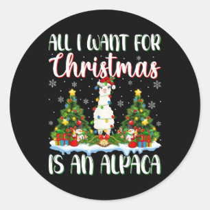 Ich Wollte zu Weihnachten ist ein Alpaca Weihnacht Runder Aufkleber
