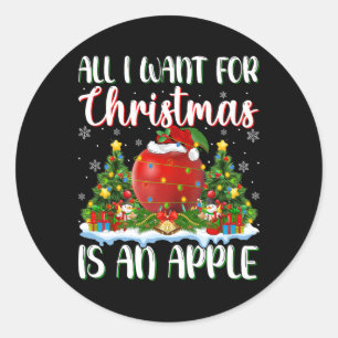 Ich Wollte zu Weihnachten ist ein Apfel-Weihnachts Runder Aufkleber