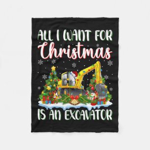 Ich Wollte zu Weihnachten ist ein Bagger Xmas Tree Fleecedecke