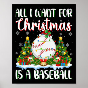 Ich Wollte zu Weihnachten ist ein Baseball-Weihnac Poster
