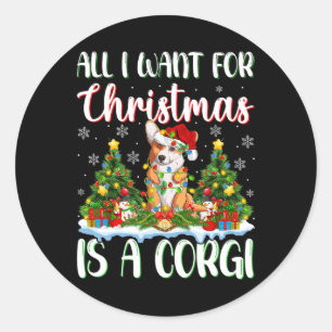 Ich Wollte zu Weihnachten ist ein Corgi Dog Xmas T Runder Aufkleber